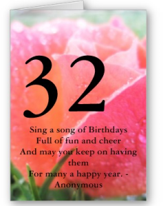 32nd Birthday Card from Zazzle.com_1248241822886